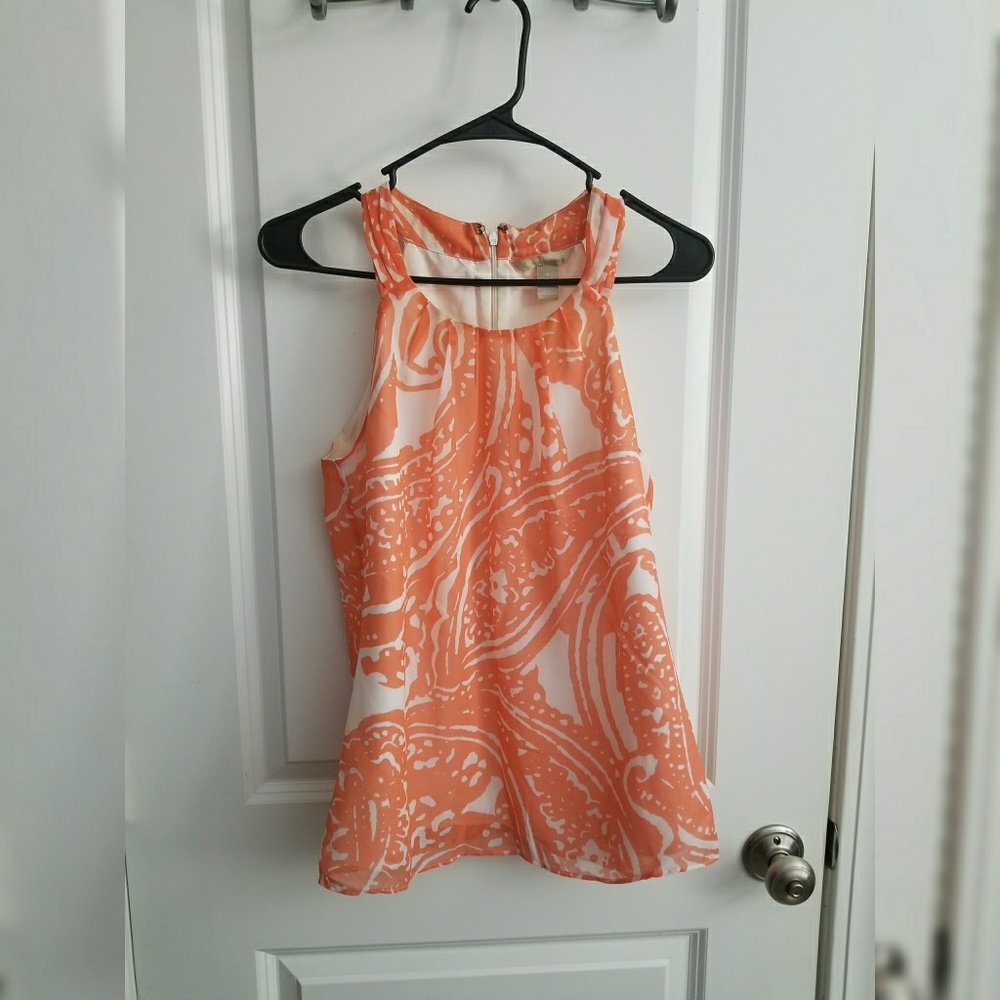 Sz 6 Banana republic coral/white blouse GUC